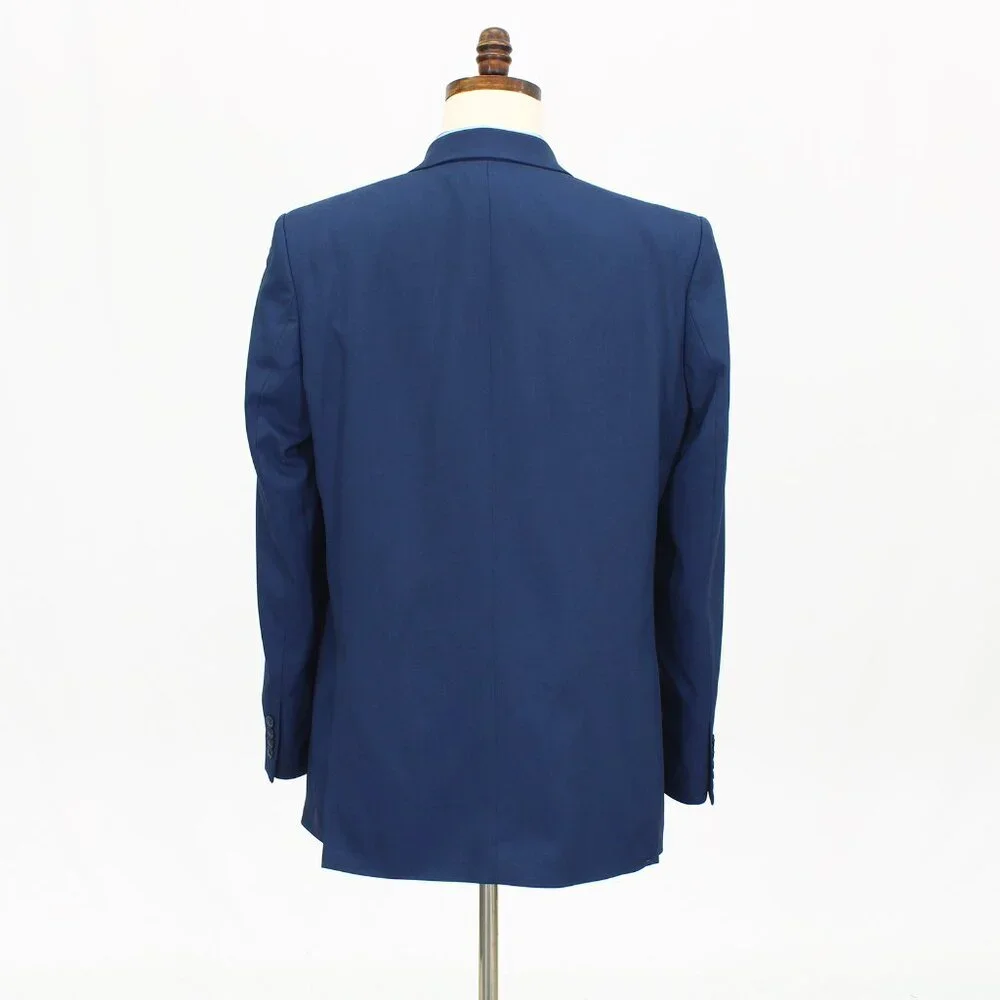 Haggar 44L Blue Solid 2-Button Sport Coat Blazer Jacket T723